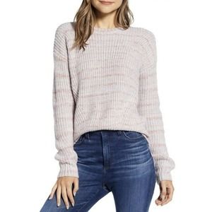 Lucky Brand Sweater Womens Medium Pink Knitted Crew Neck Pullover Blouse